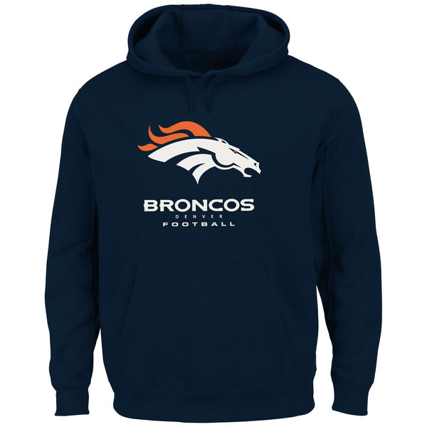 Men Denver Broncos Critical Victory Pullover Hoodie Navy Blue